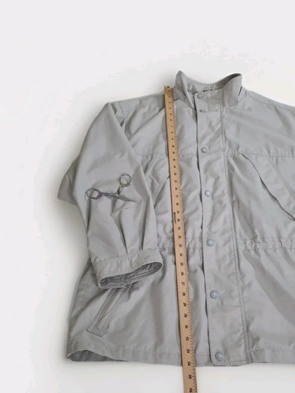 Vtg Eddie Bauer Field Jacket Men L Beige LS Grandpa Outdoor Heritage Lined FLAWS